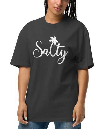 Salty T-Shirt | Oversized Faded Summer Beach Tee - Faded Black - T-Shirts Online