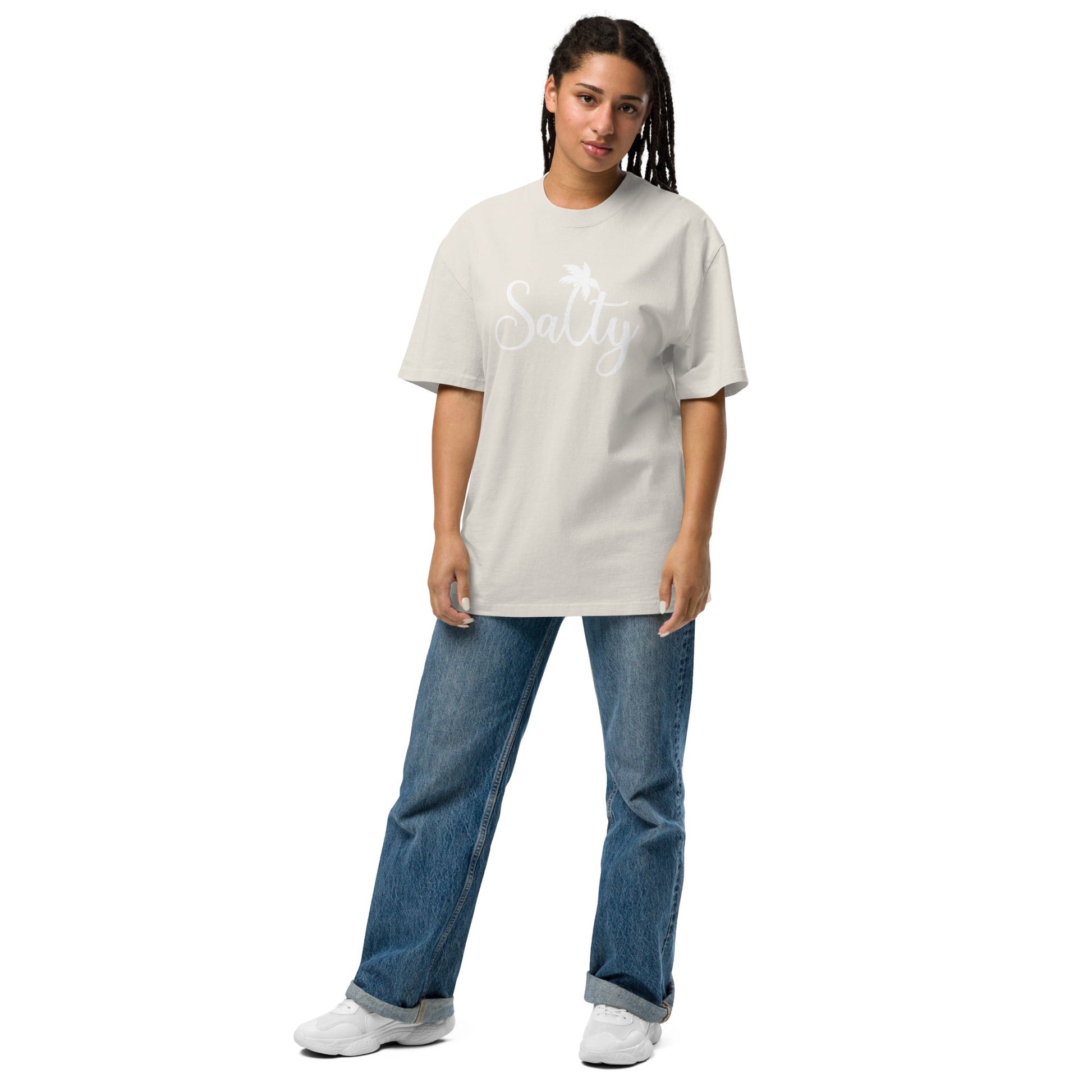 Salty T-Shirt | Oversized Faded Summer Beach Tee - Faded Black - T-Shirts Online