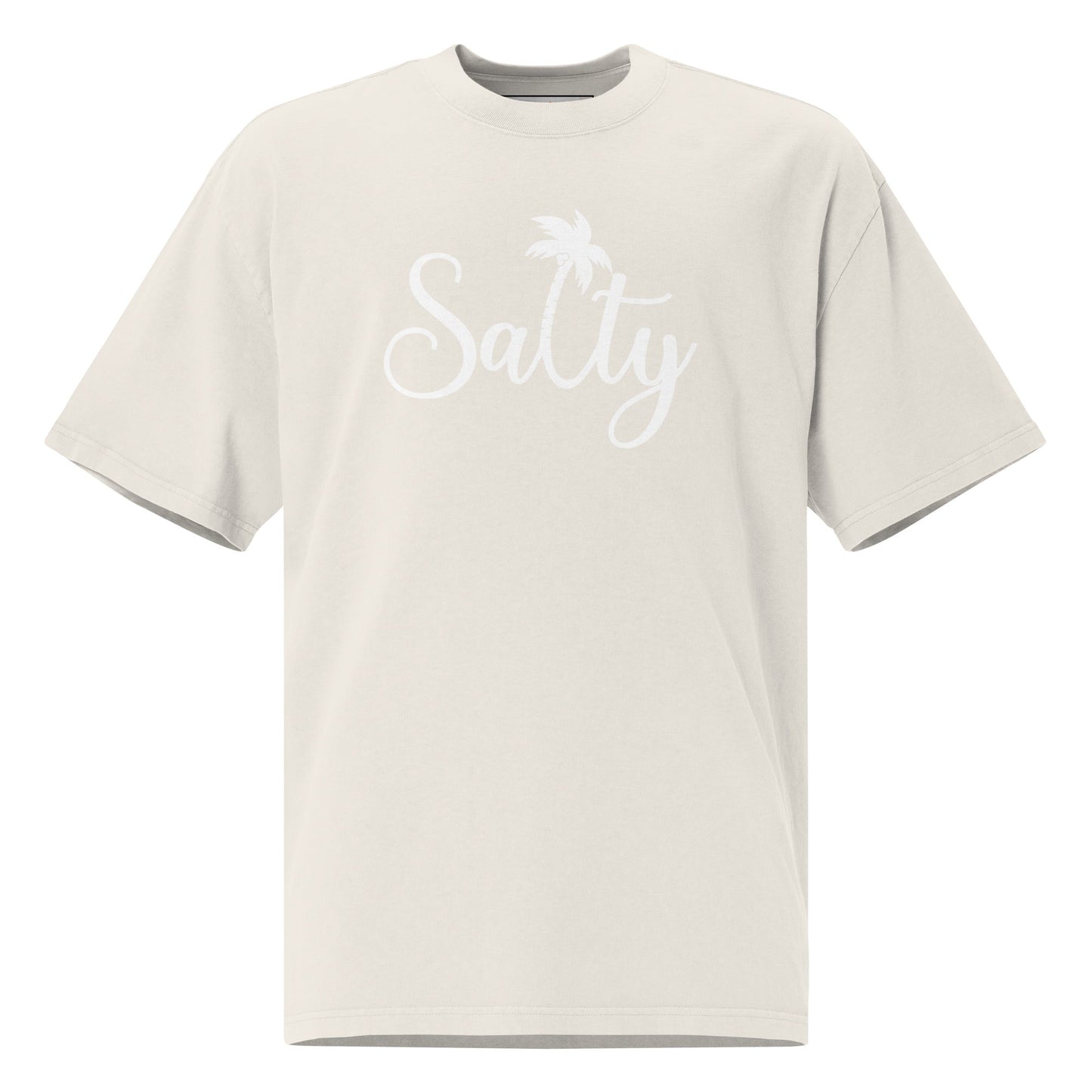 Salty T-Shirt | Oversized Faded Summer Beach Tee - Faded Bone - T-Shirts Online