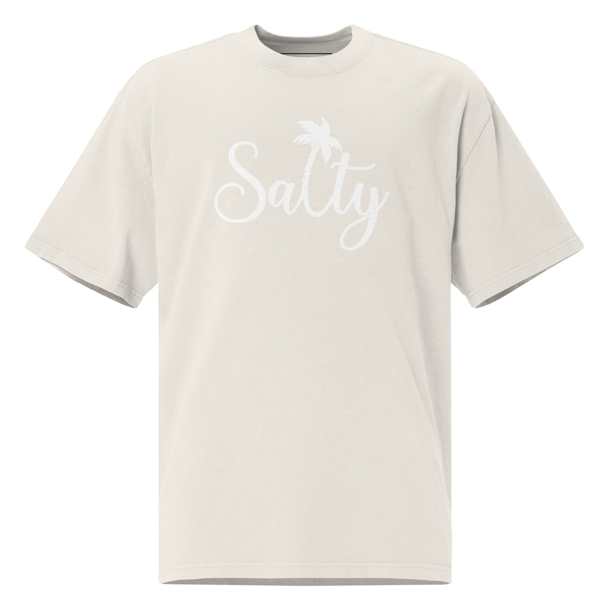 Salty T-Shirt | Oversized Faded Summer Beach Tee - Faded Bone - T-Shirts Online