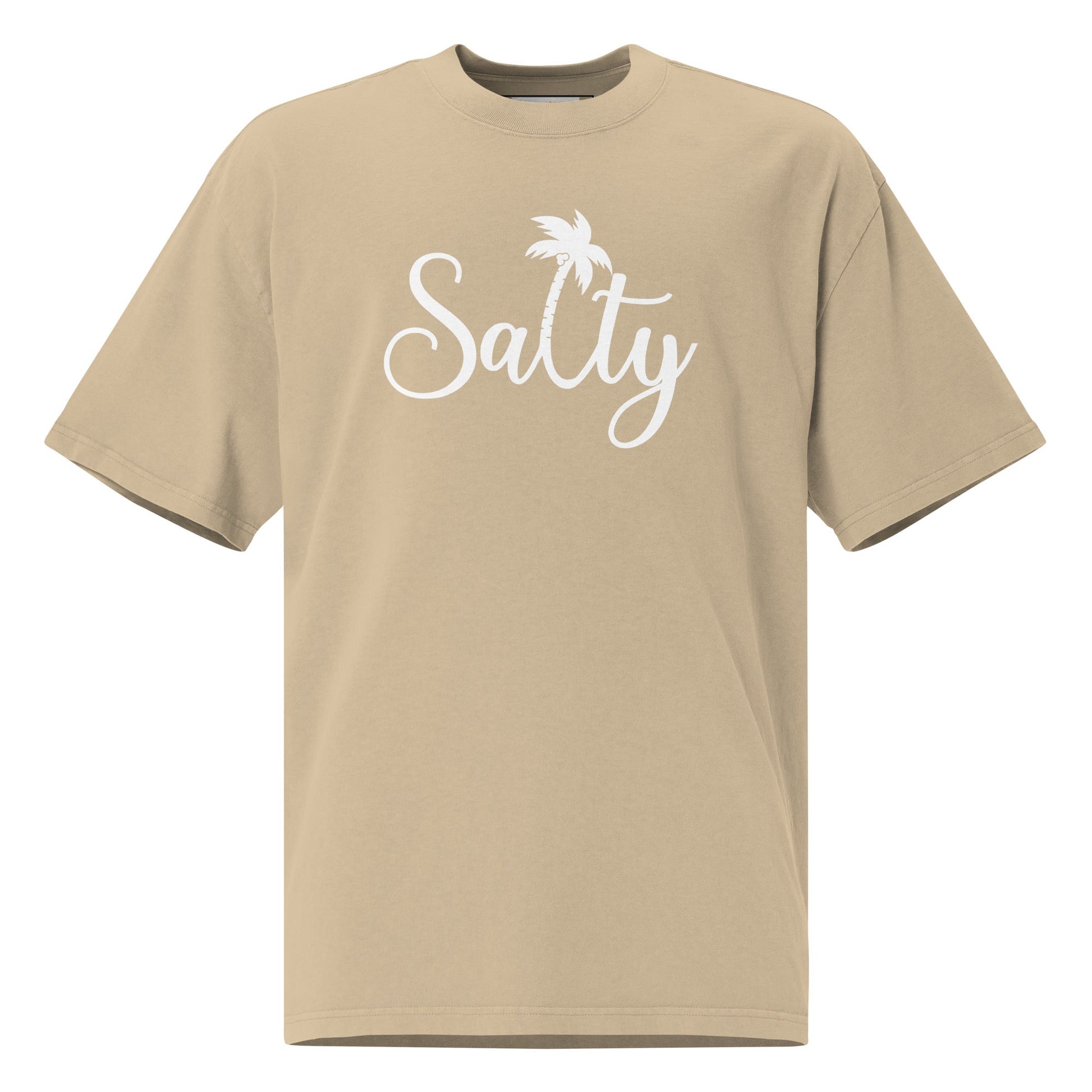 Salty T-Shirt | Oversized Faded Summer Beach Tee - Faded Khaki - T-Shirts Online