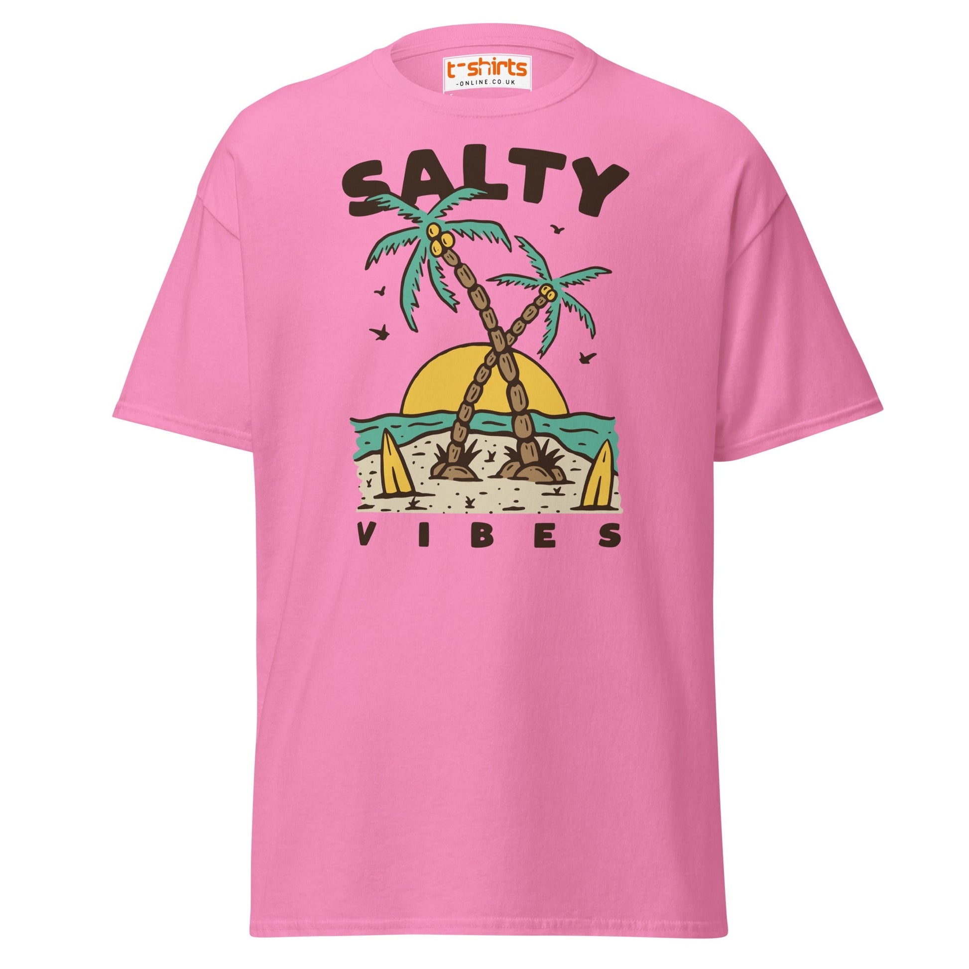 Salty Vibes T-Shirt | Retro Beach Surf Style Tee - Azalea - T-Shirts Online
