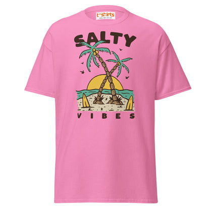 Salty Vibes T-Shirt | Retro Beach Surf Style Tee - Azalea - T-Shirts Online