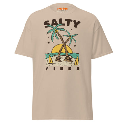 Salty Vibes T-Shirt | Retro Beach Surf Style Tee - Sand - T-Shirts Online