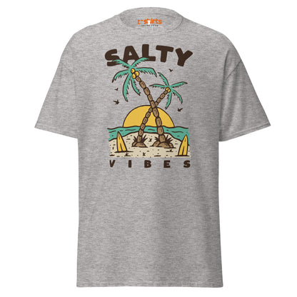 Salty Vibes T-Shirt | Retro Beach Surf Style Tee - Sport Grey - T-Shirts Online