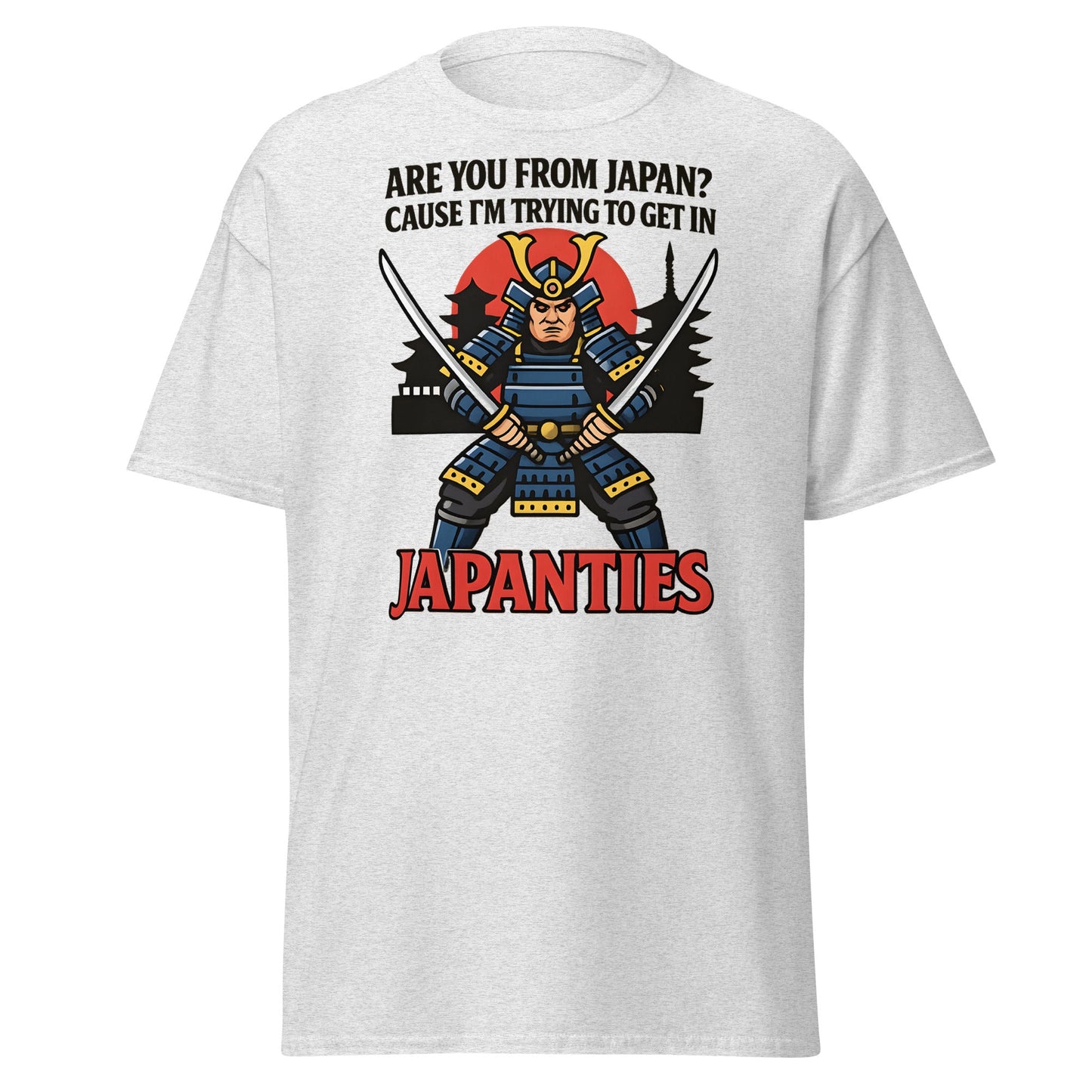 Samurai Japanties Funny Adult Humor T-Shirt - Ash - T-Shirts Online