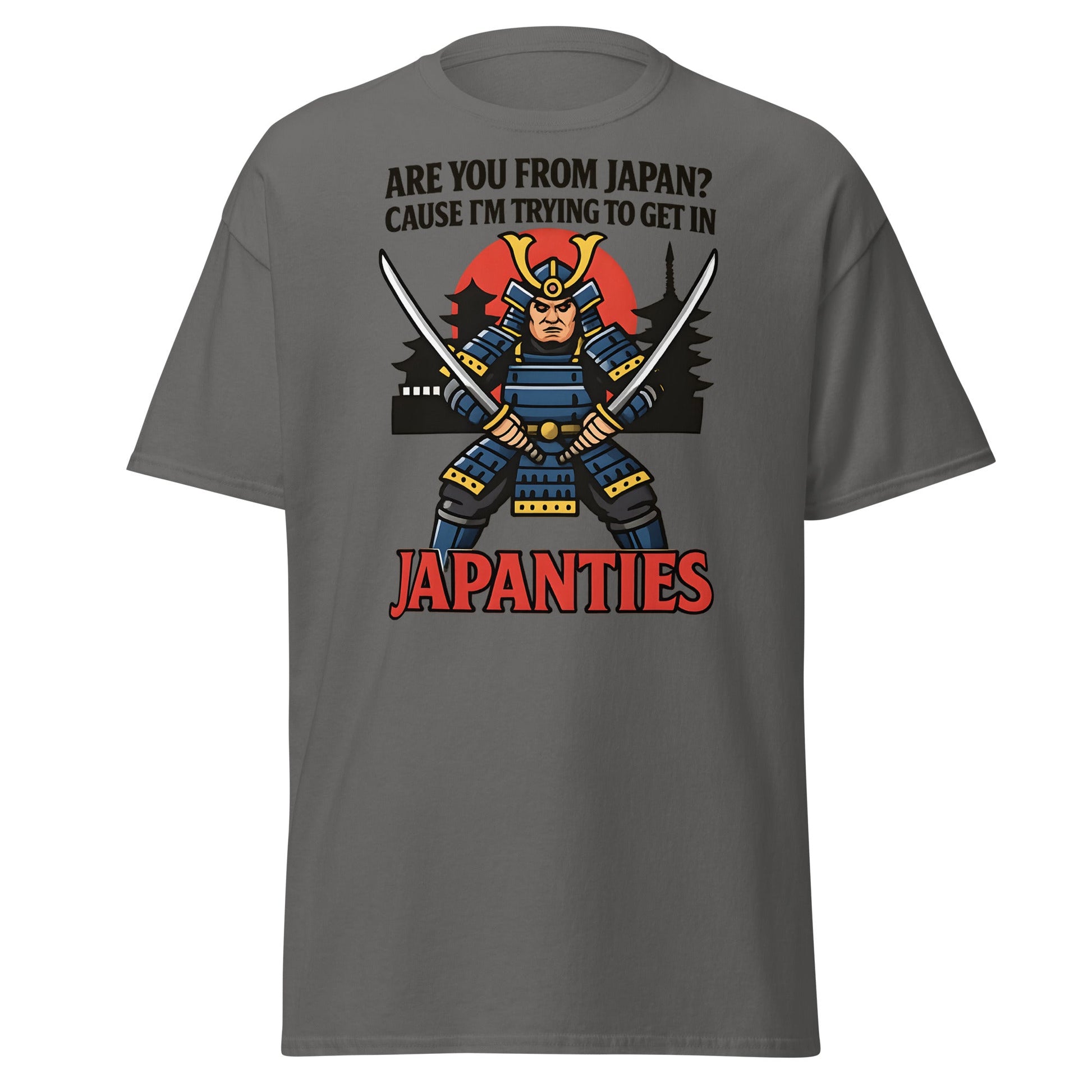 Samurai Japanties Funny Adult Humor T-Shirt - Charcoal - T-Shirts Online