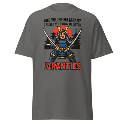 Samurai Japanties Funny Adult Humor T-Shirt - Charcoal - T-Shirts Online