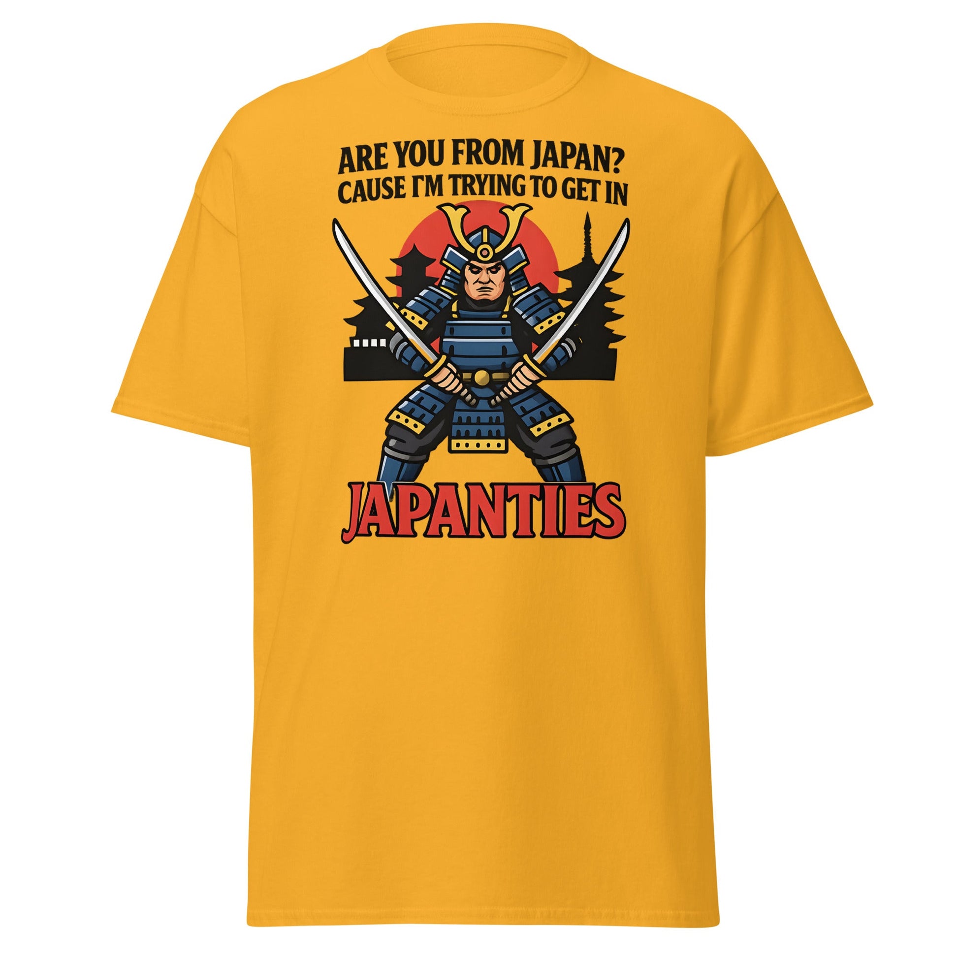 Samurai Japanties Funny Adult Humor T-Shirt - Gold - T-Shirts Online