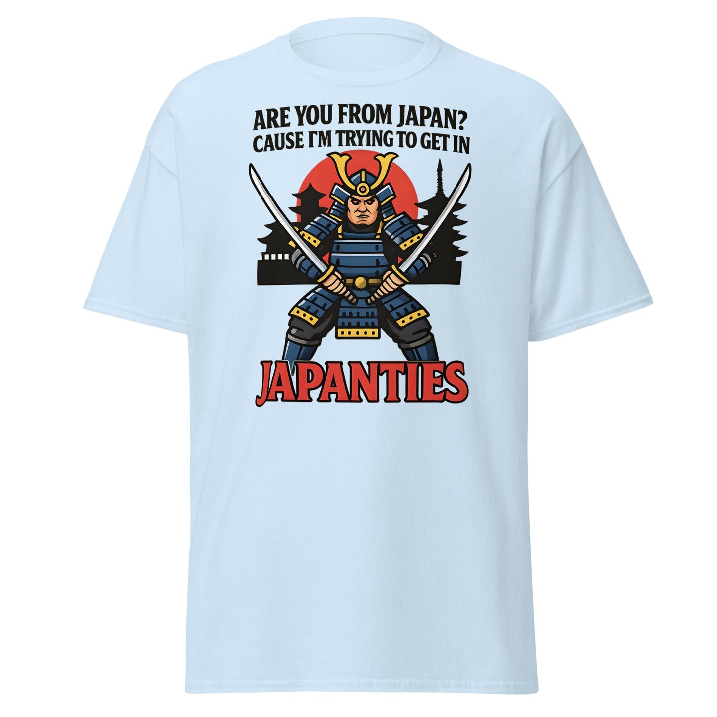 Samurai Japanties Funny Adult Humor T-Shirt - Light Blue - T-Shirts Online