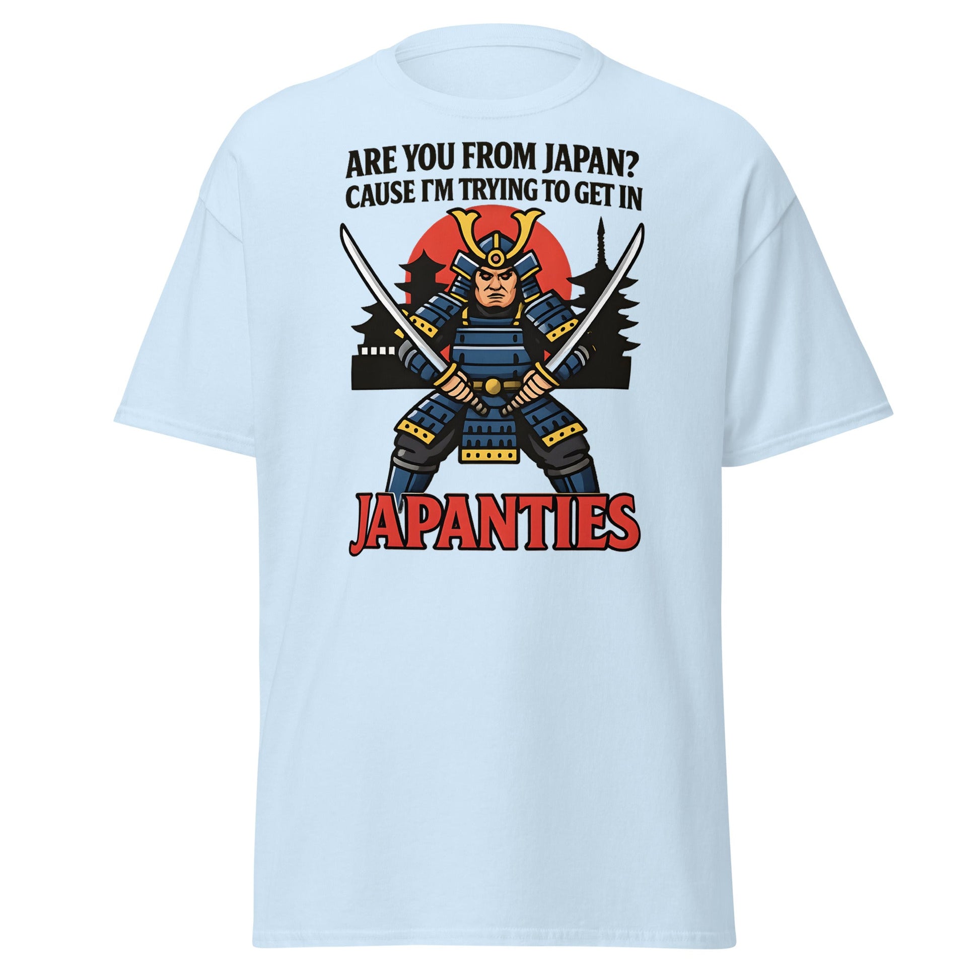 Samurai Japanties Funny Adult Humor T-Shirt - Light Blue - T-Shirts Online