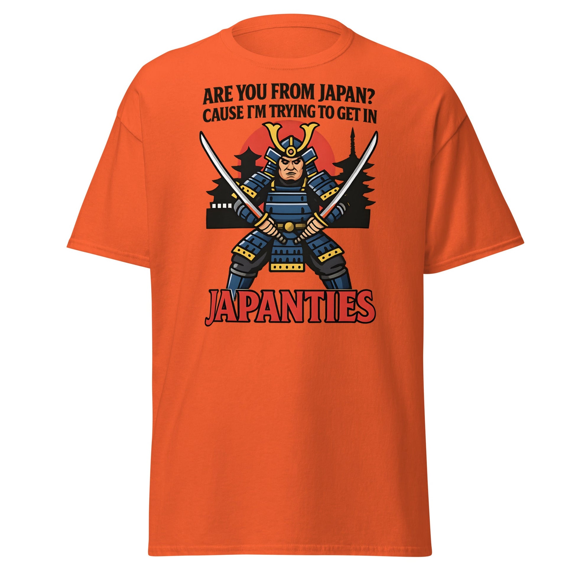 Samurai Japanties Funny Adult Humor T-Shirt - Orange - T-Shirts Online