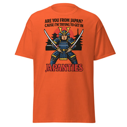 Samurai Japanties Funny Adult Humor T-Shirt - Orange - T-Shirts Online