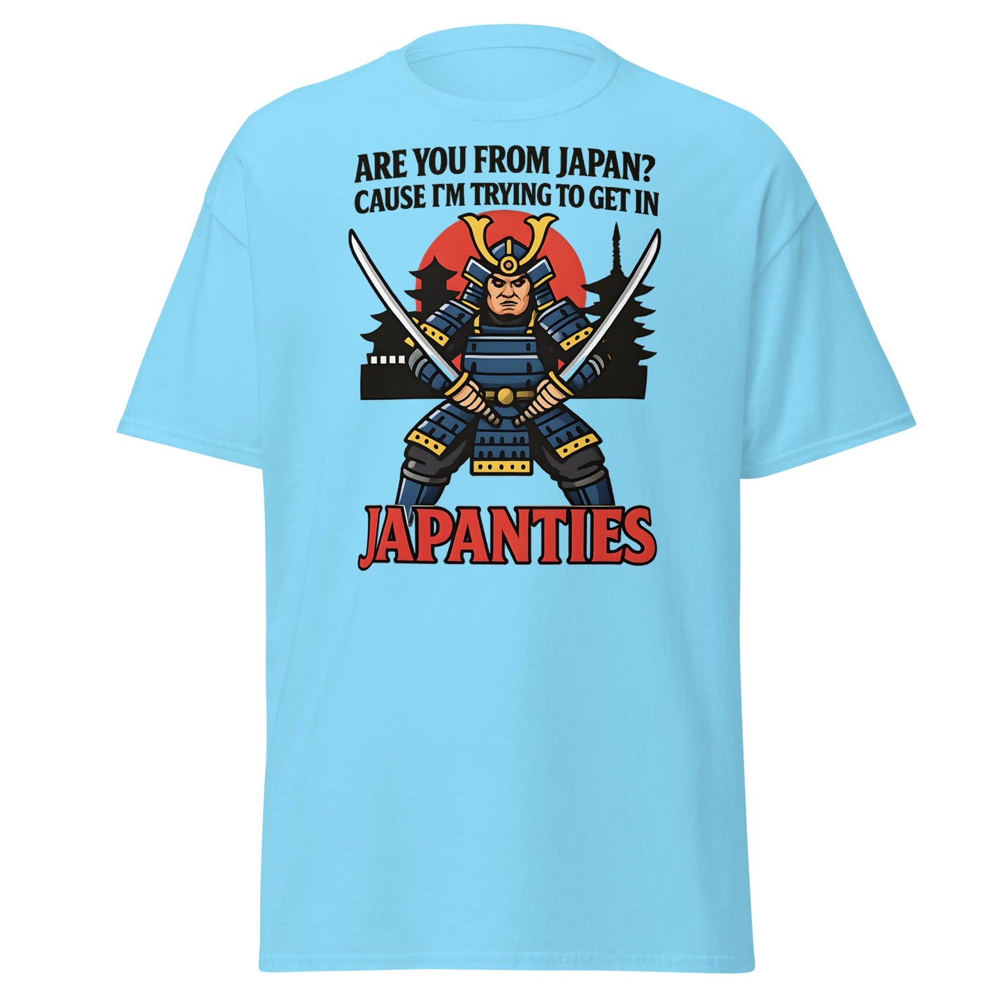 Samurai Japanties Funny Adult Humor T-Shirt - Sky - T-Shirts Online