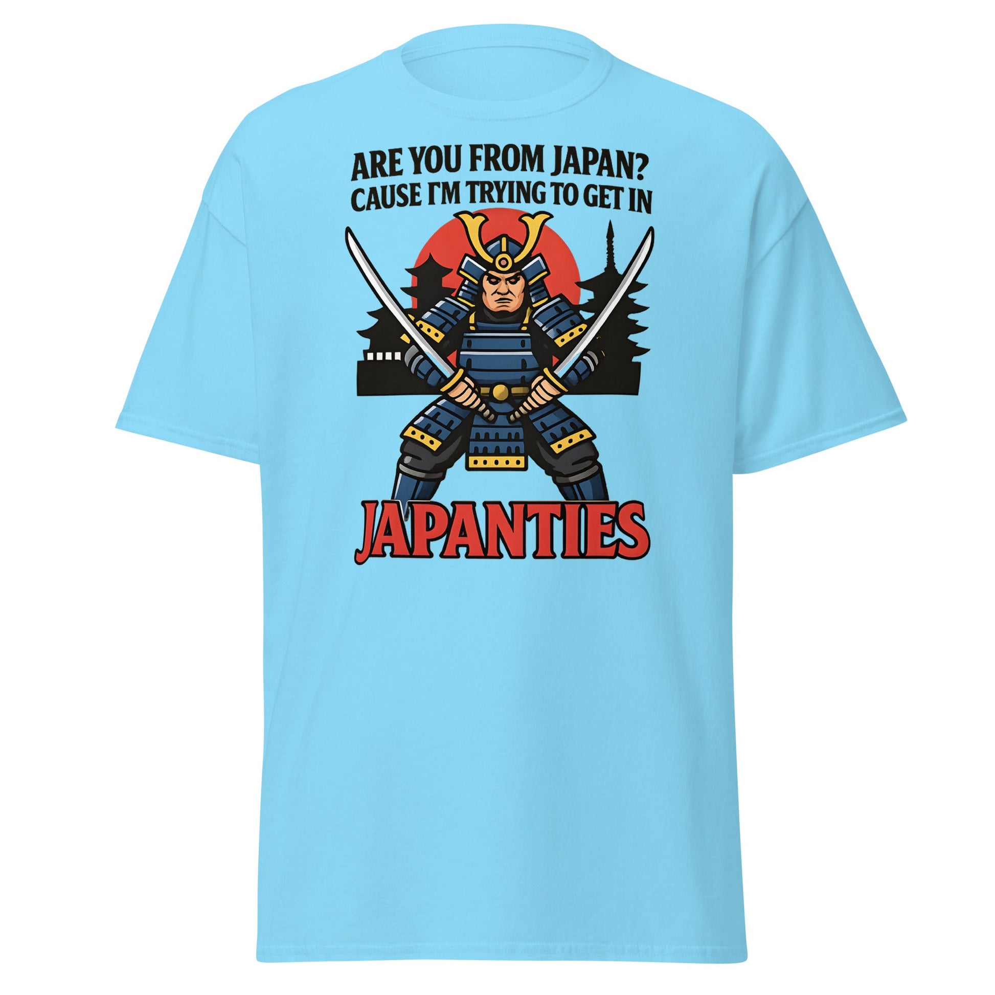 Samurai Japanties Funny Adult Humor T-Shirt - Sky - T-Shirts Online