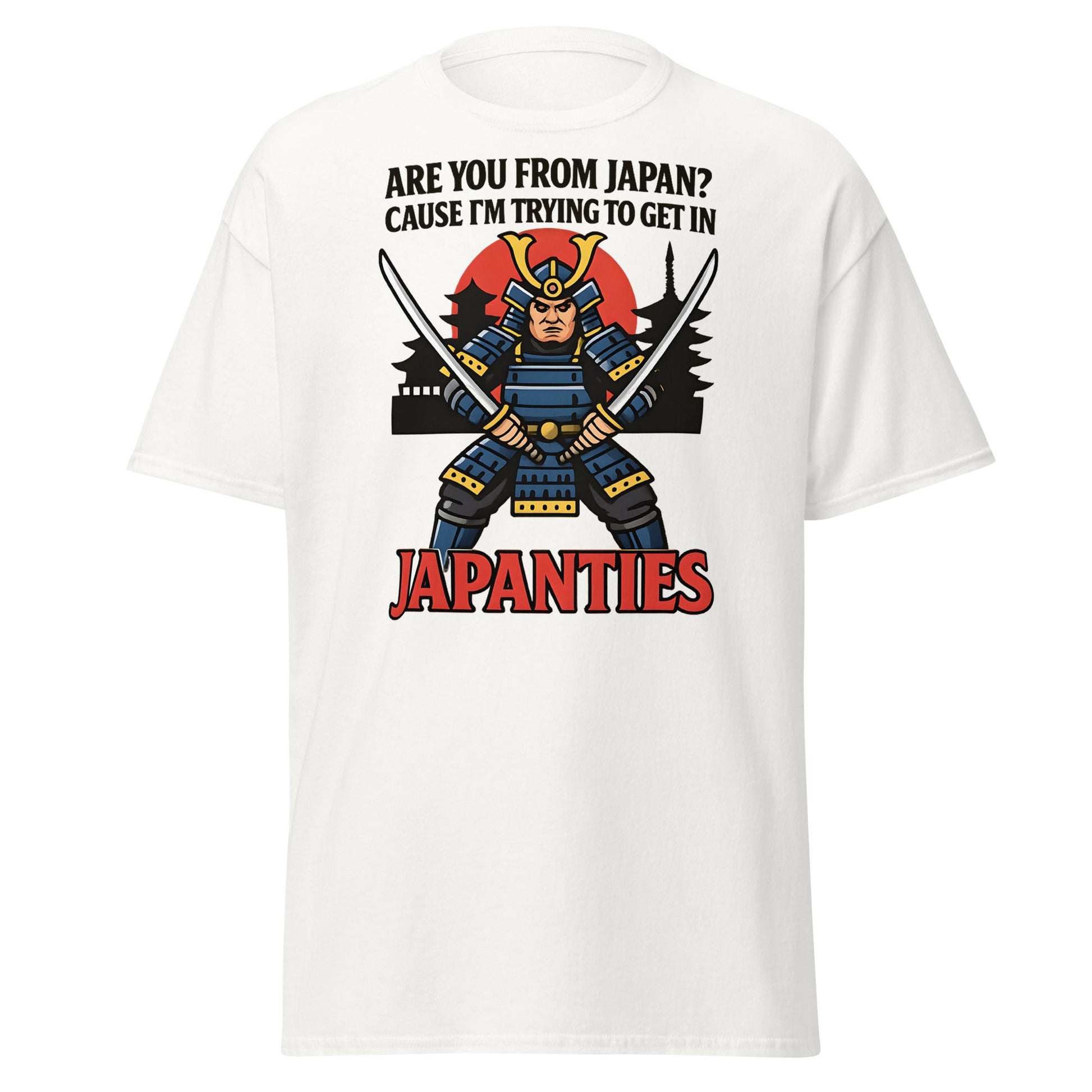 Samurai Japanties Funny Adult Humor T-Shirt - White - T-Shirts Online