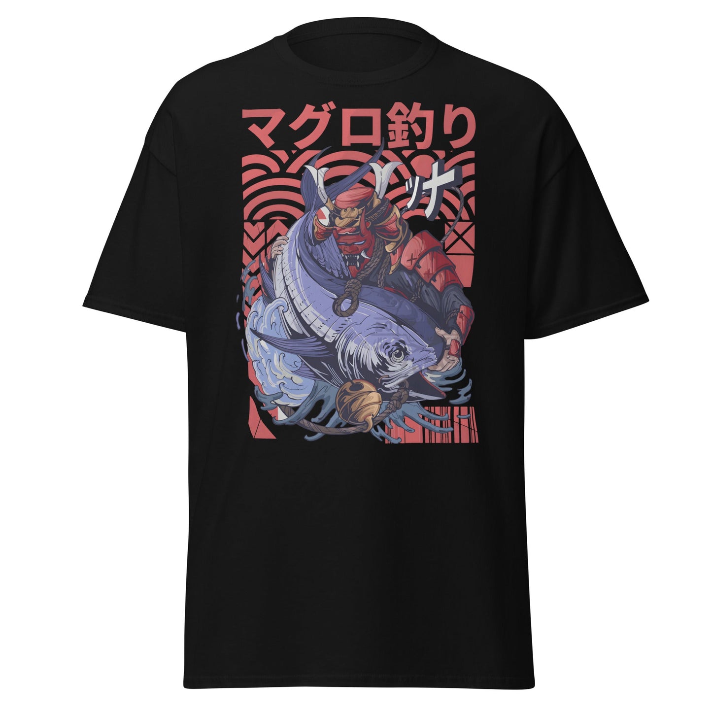 Samurai Tuna Fishing Japanese Art T-Shirt - Black - T-Shirts Online