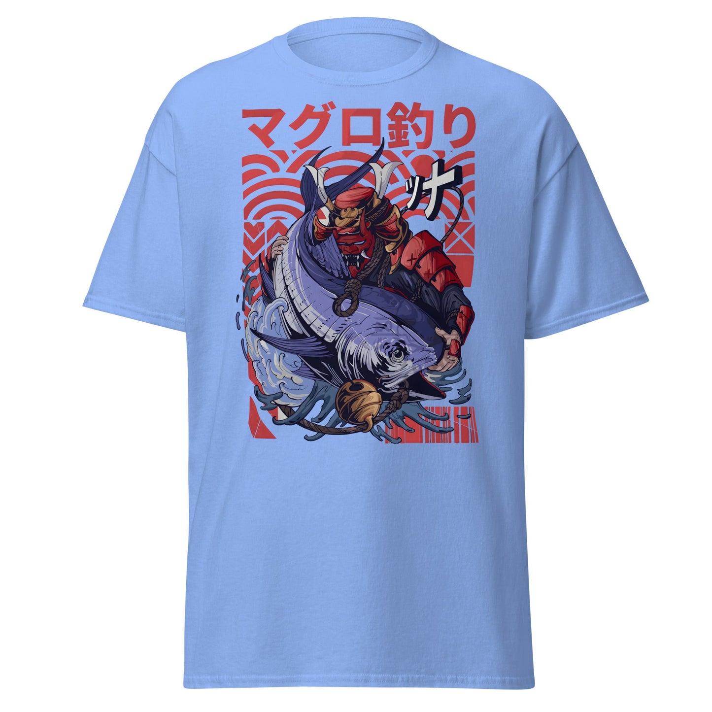 Samurai Tuna Fishing Japanese Art T-Shirt - Carolina Blue - T-Shirts Online