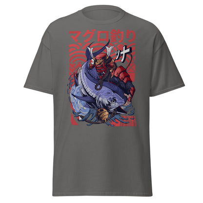 Samurai Tuna Fishing Japanese Art T-Shirt - Charcoal - T-Shirts Online