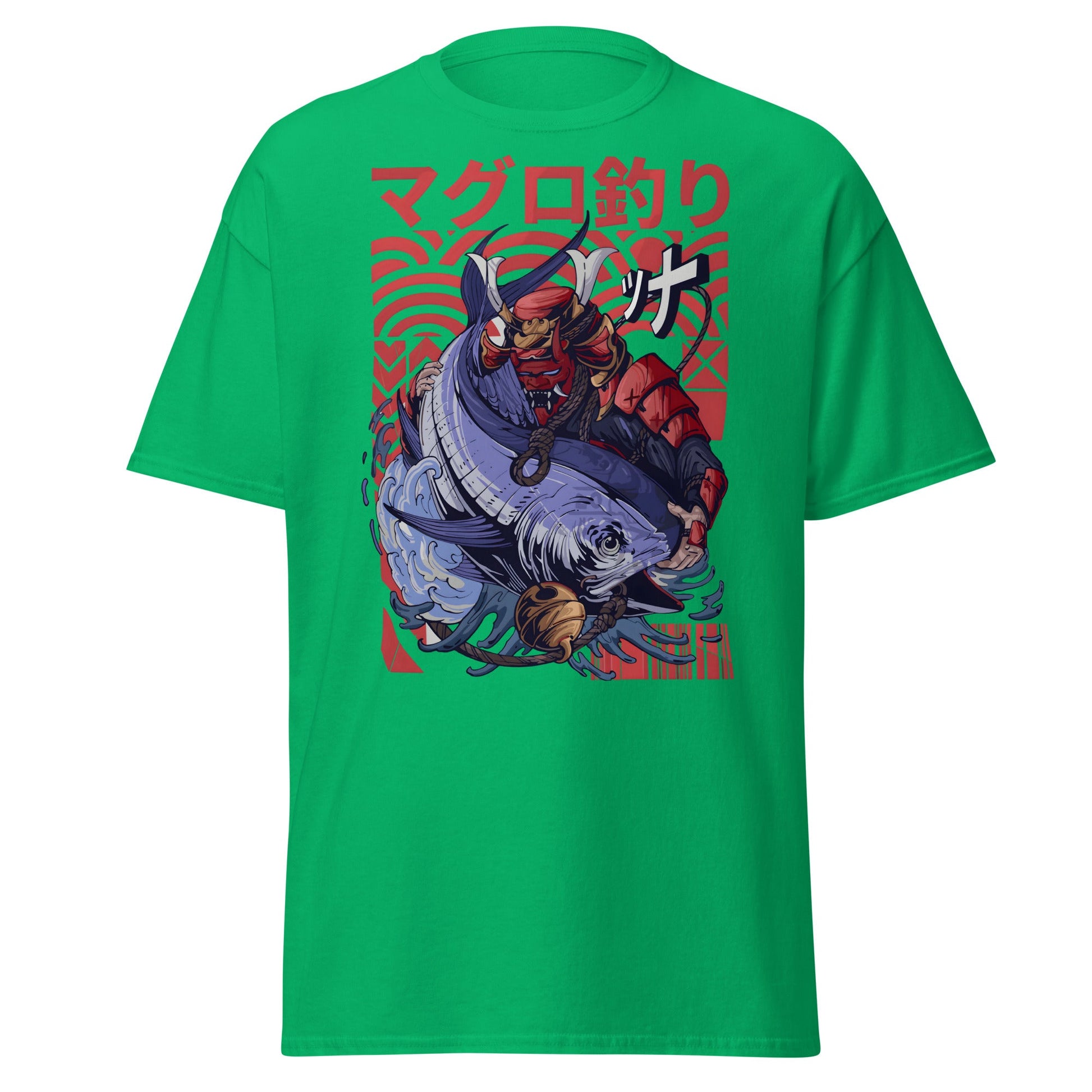 Samurai Tuna Fishing Japanese Art T-Shirt - Irish Green - T-Shirts Online