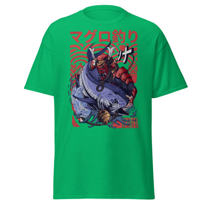 Samurai Tuna Fishing Japanese Art T-Shirt - Irish Green - T-Shirts Online