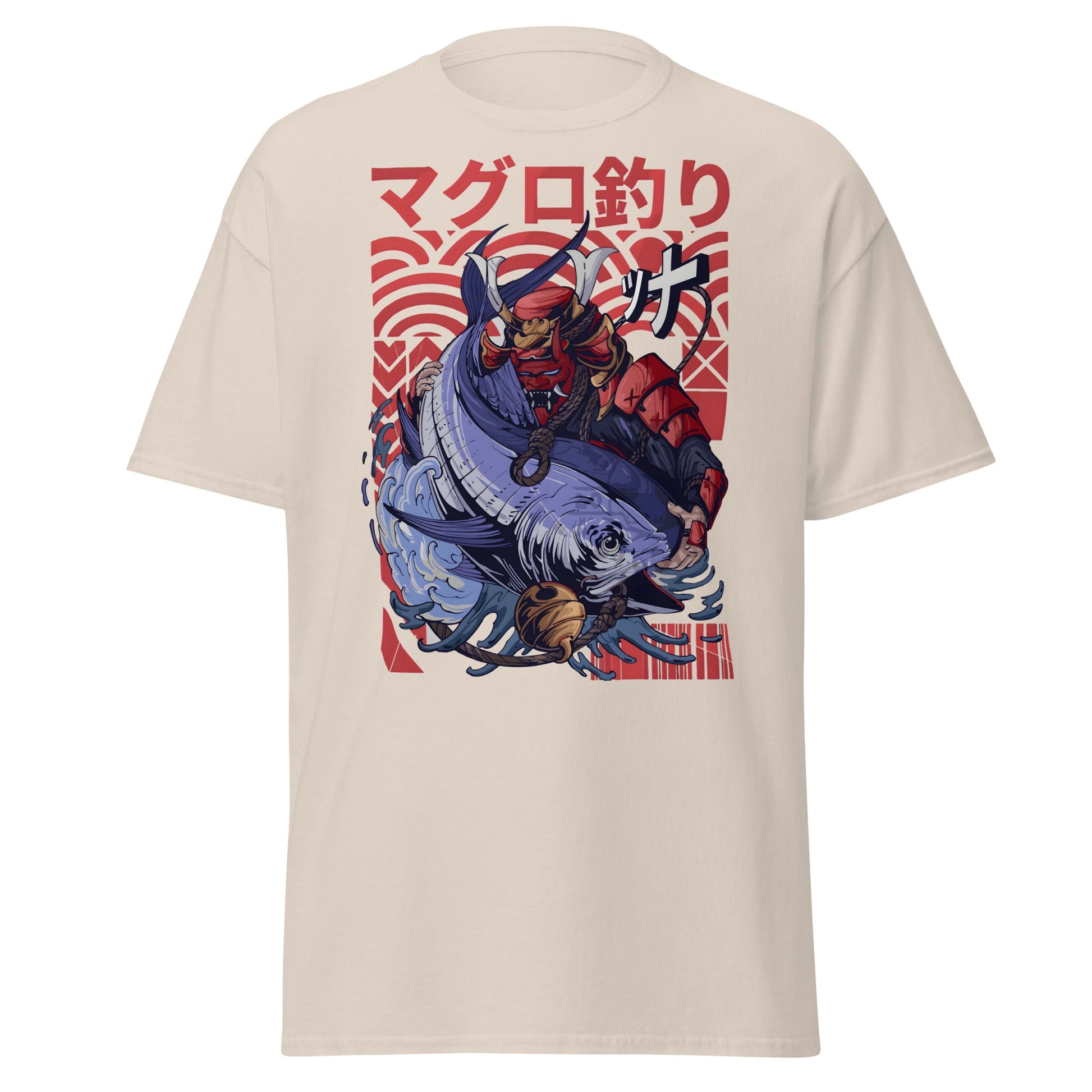 Samurai Tuna Fishing Japanese Art T-Shirt - Natural - T-Shirts Online