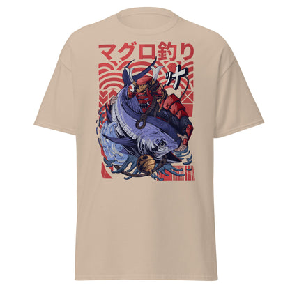 Samurai Tuna Fishing Japanese Art T-Shirt - Sand - T-Shirts Online