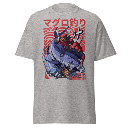 Samurai Tuna Fishing Japanese Art T-Shirt - Sport Grey - T-Shirts Online