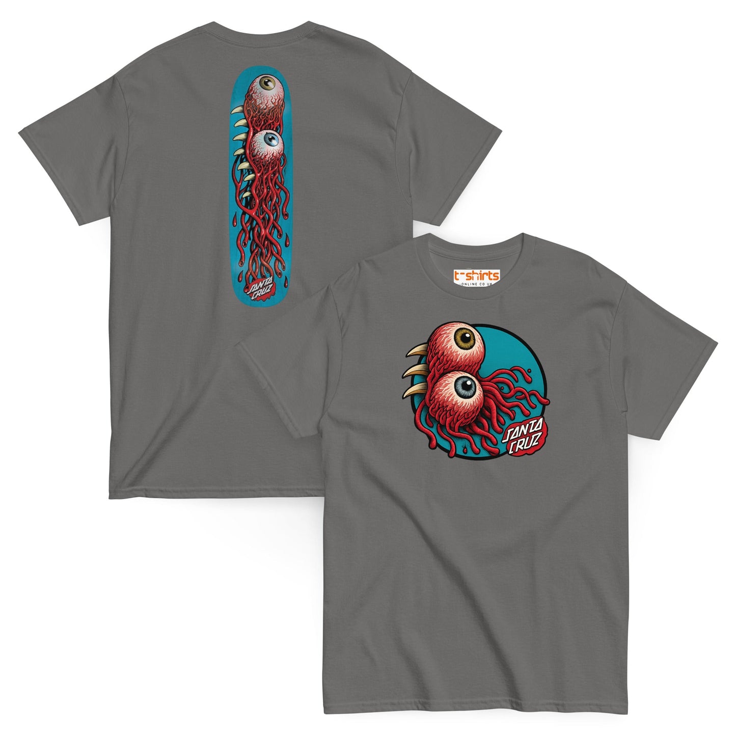 Santa Cruz Eyeball Tentacle Graphic T-Shirt - Charcoal - T-Shirts Online