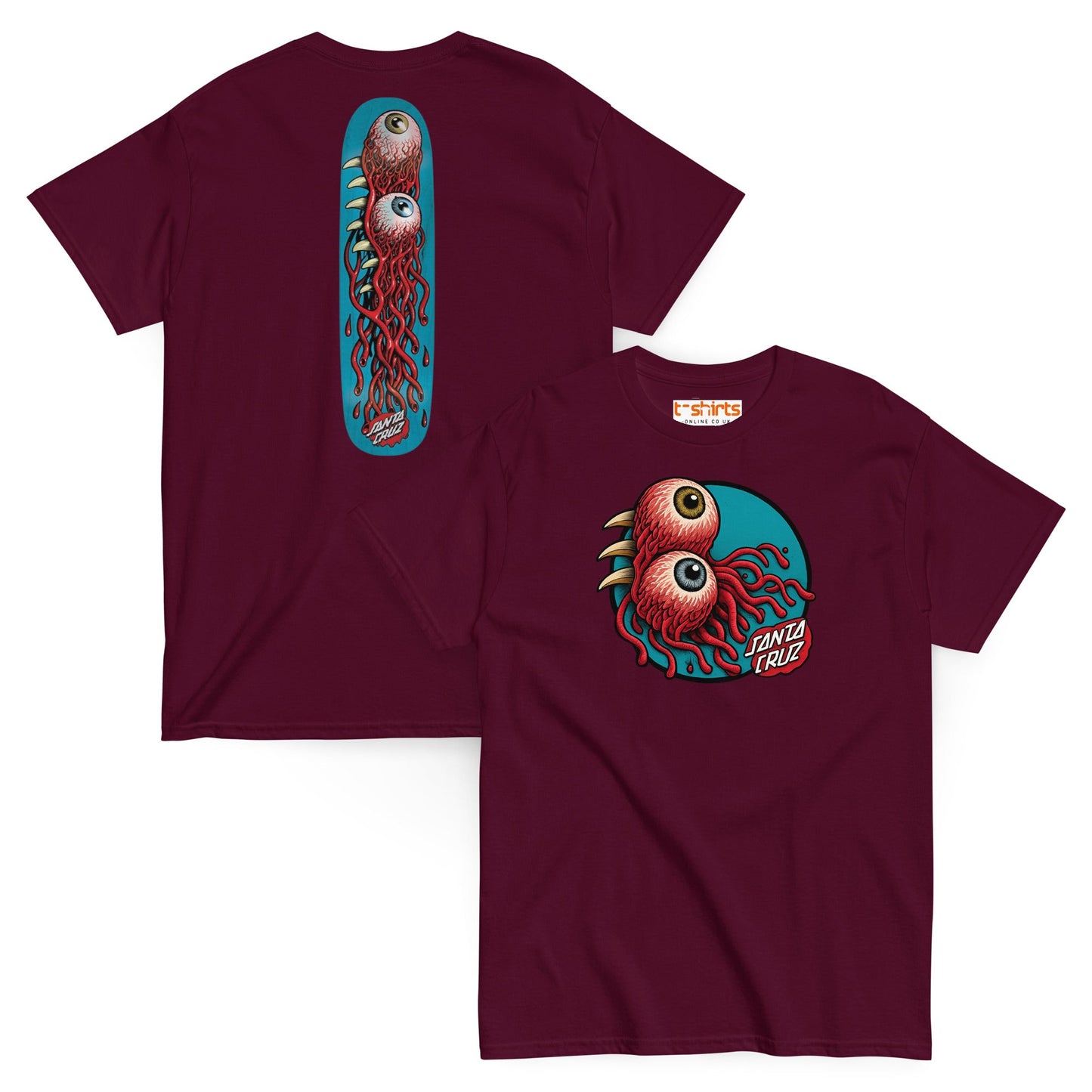 Santa Cruz Eyeball Tentacle Graphic T-Shirt - Maroon - T-Shirts Online