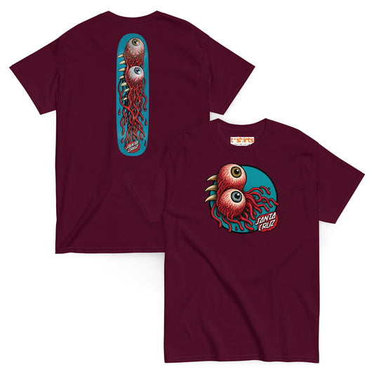 Santa Cruz Eyeball Tentacle Graphic T-Shirt - Maroon - T-Shirts Online