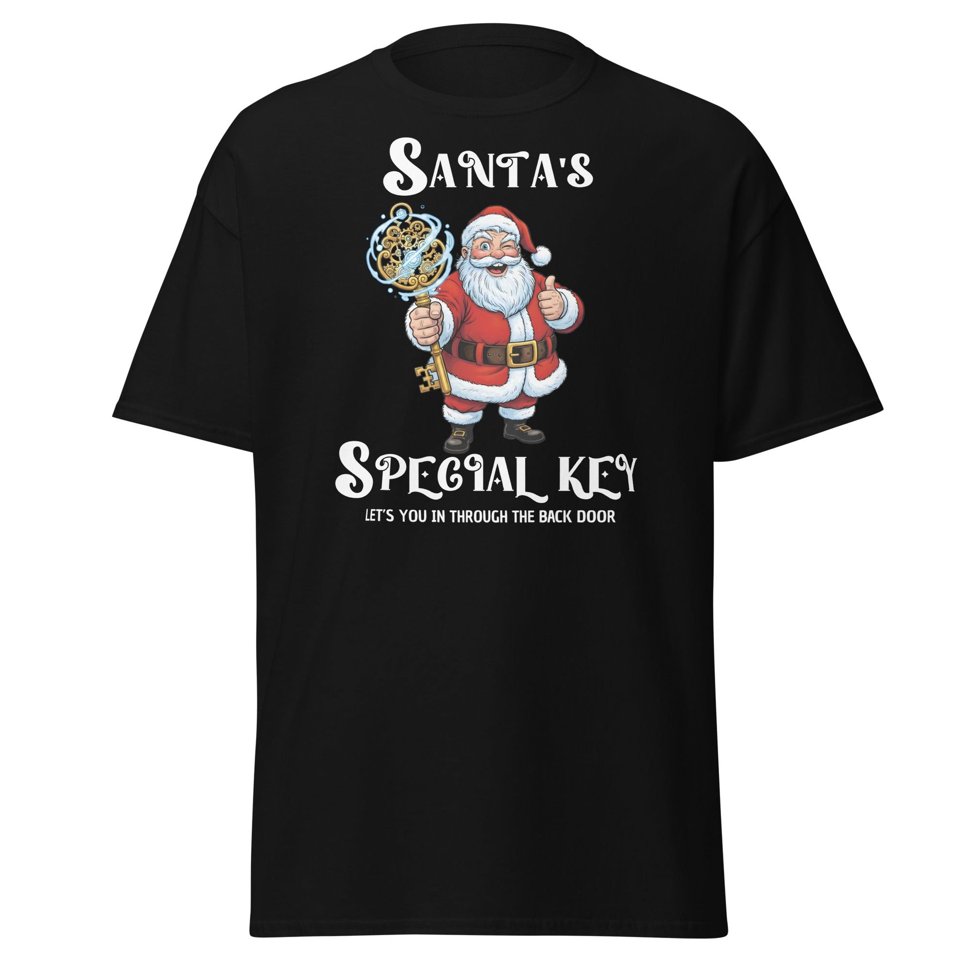 Santa's Special Key T-Shirt - Back Door Christmas Tee - Black - T-Shirts Online