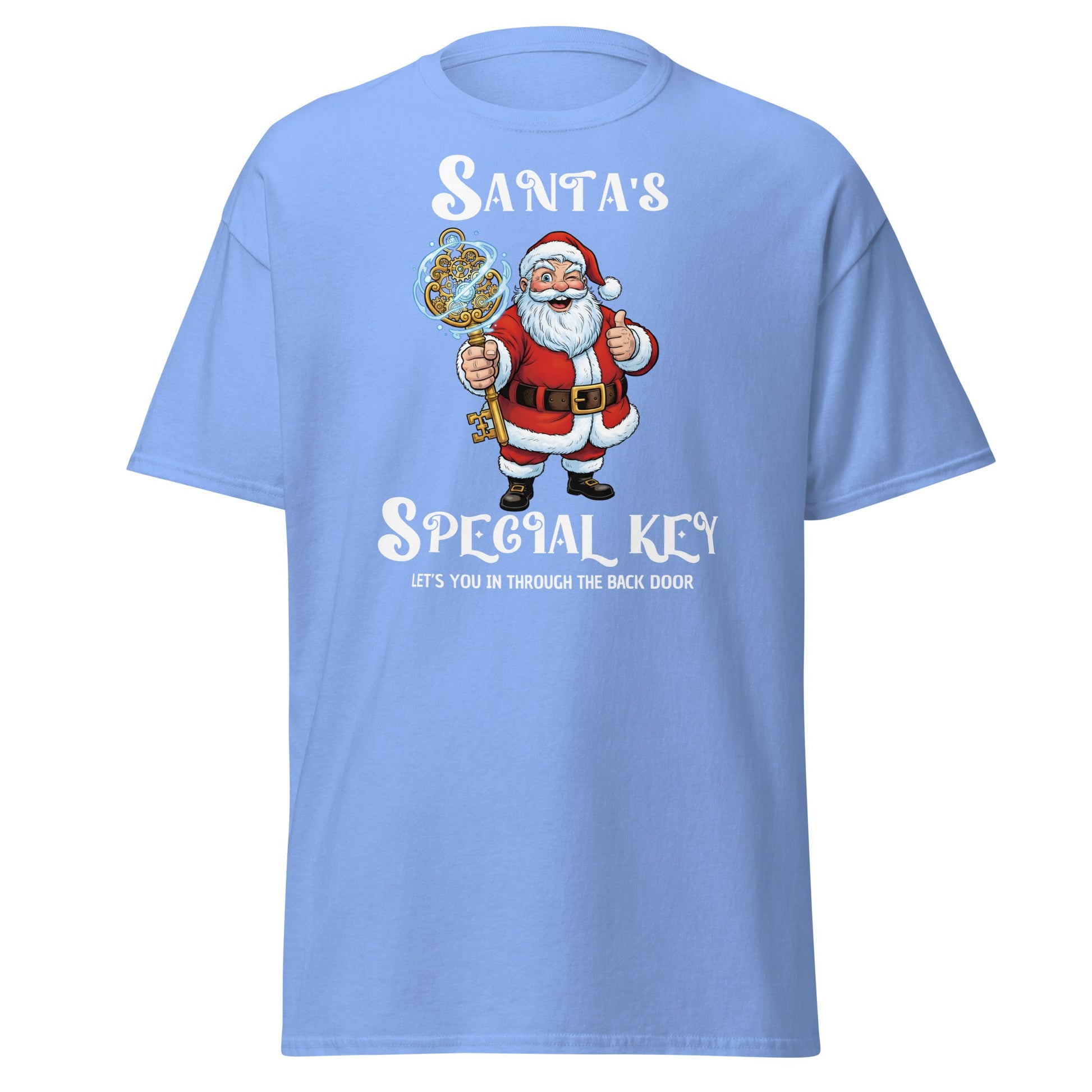 Santa's Special Key T-Shirt - Back Door Christmas Tee - Carolina Blue - T-Shirts Online