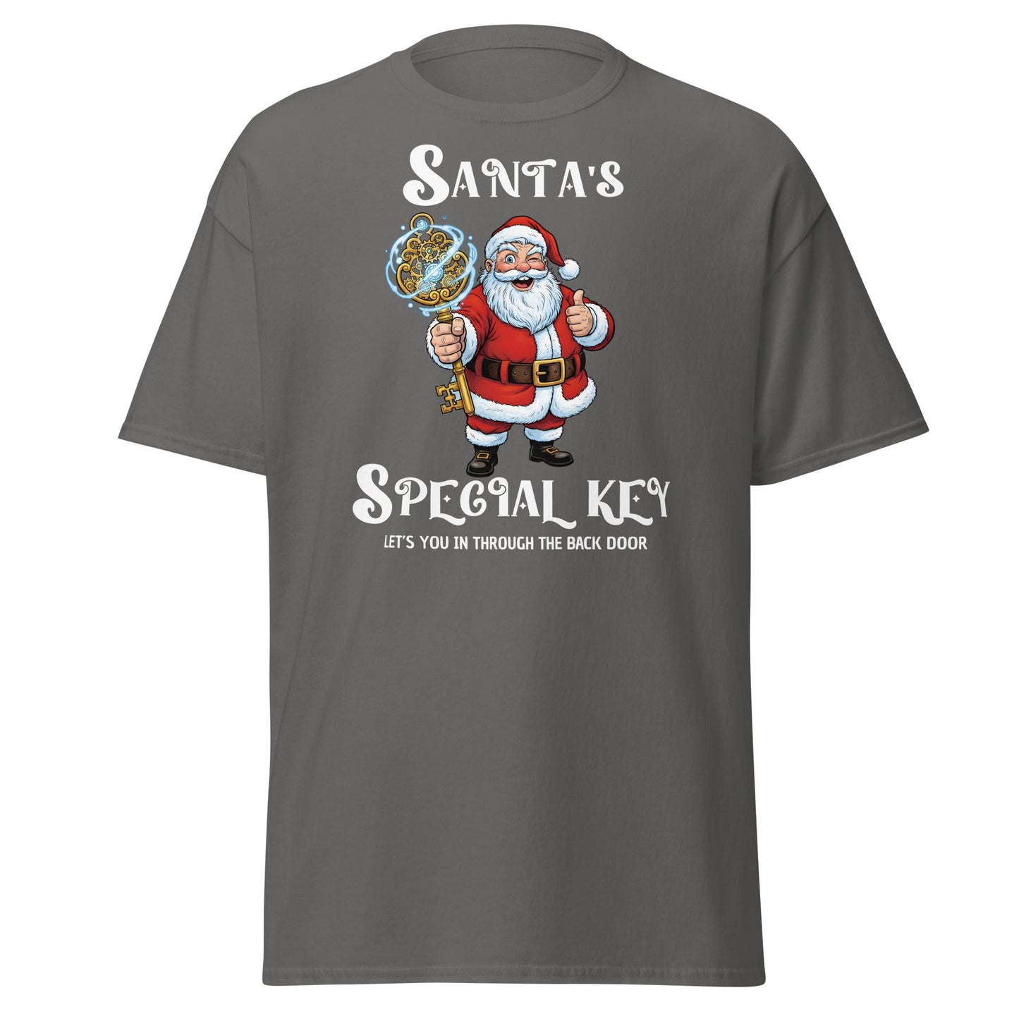 Santa's Special Key T-Shirt - Back Door Christmas Tee - Charcoal - T-Shirts Online