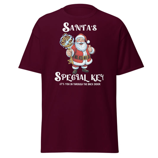 Santa's Special Key T-Shirt - Back Door Christmas Tee - Maroon - T-Shirts Online