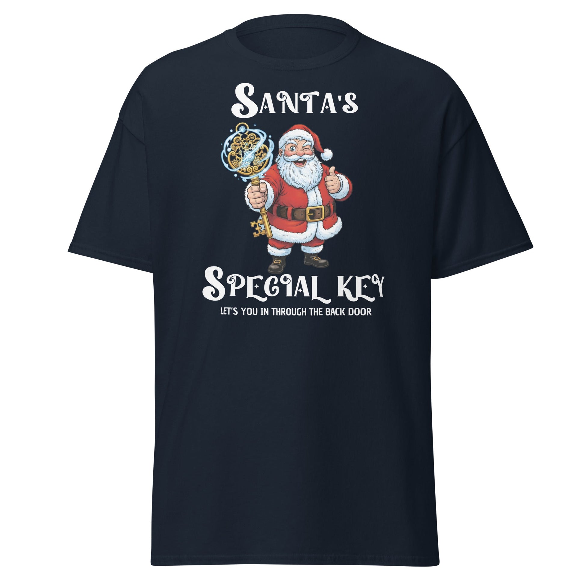 Santa's Special Key T-Shirt - Back Door Christmas Tee - Navy - T-Shirts Online