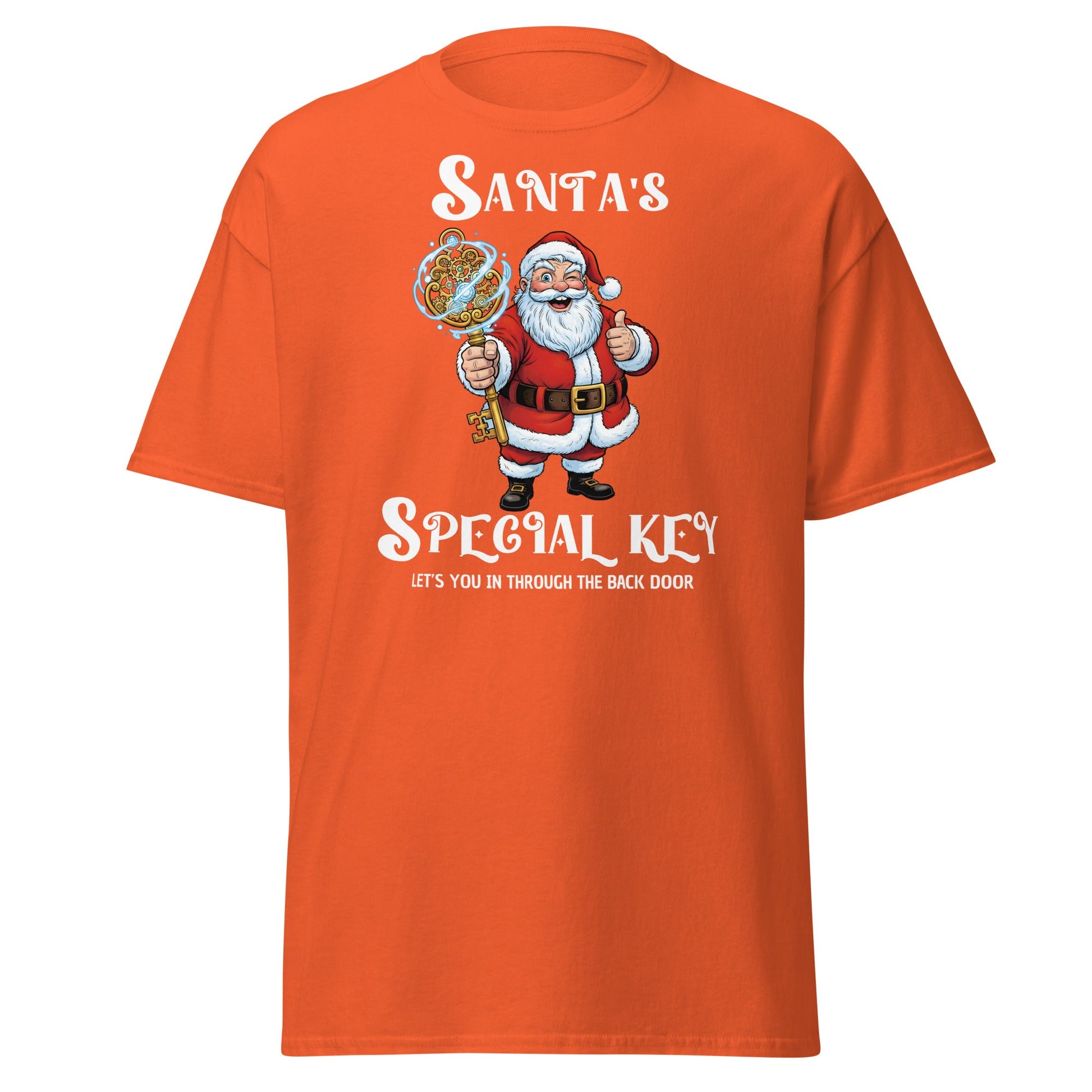 Santa's Special Key T-Shirt - Back Door Christmas Tee - Orange - T-Shirts Online