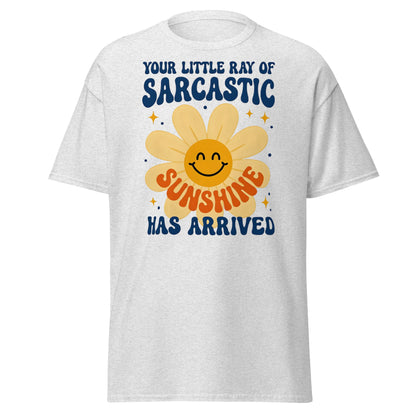 Sarcastic Sunshine Retro T-Shirt - Funny 70s Style Tee - Ash - T-Shirts Online