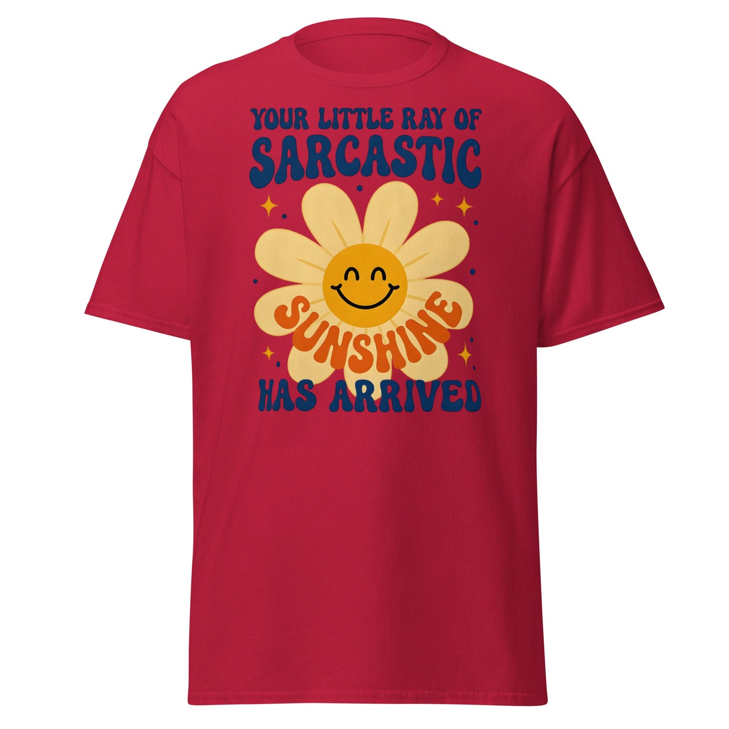 Sarcastic Sunshine Retro T-Shirt - Funny 70s Style Tee - Cardinal - T-Shirts Online