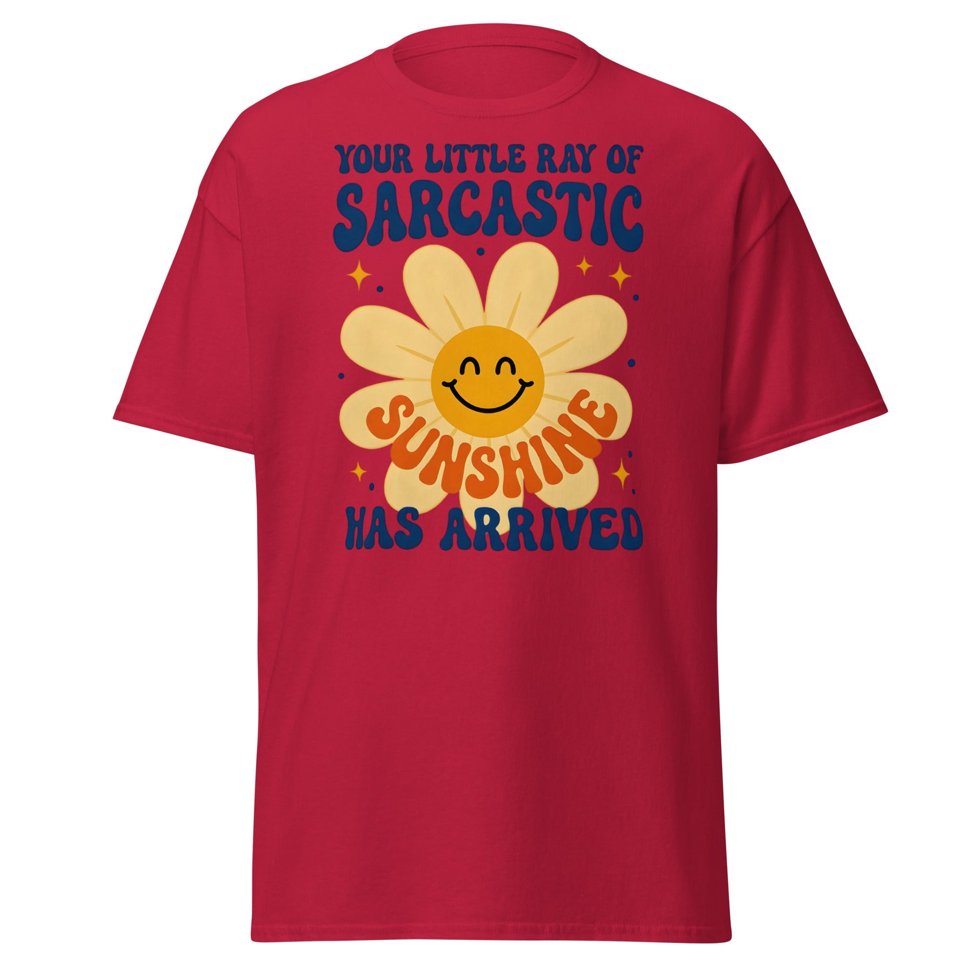 Sarcastic Sunshine Retro T-Shirt - Funny 70s Style Tee - Cardinal - T-Shirts Online