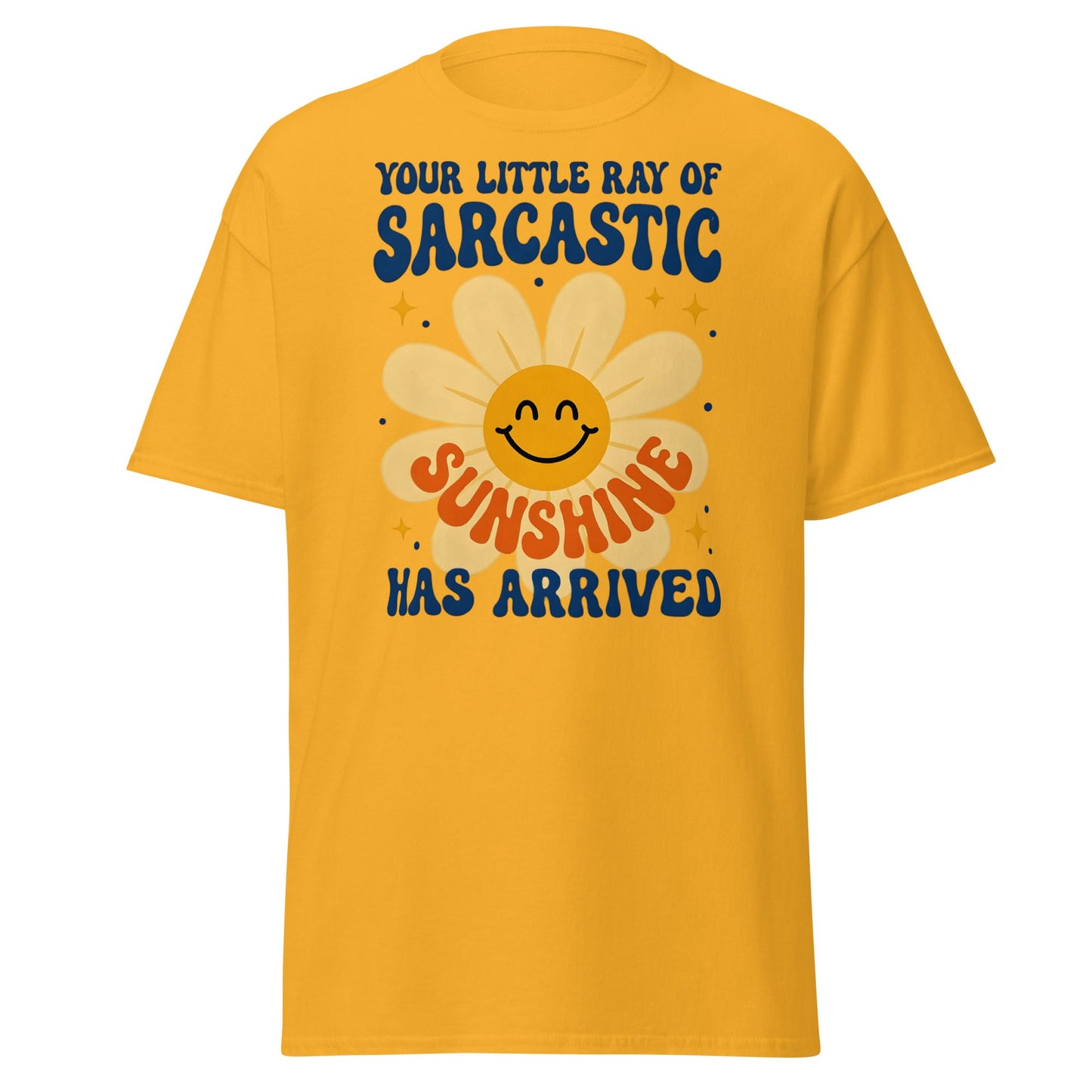 Sarcastic Sunshine Retro T-Shirt - Funny 70s Style Tee - Gold - T-Shirts Online