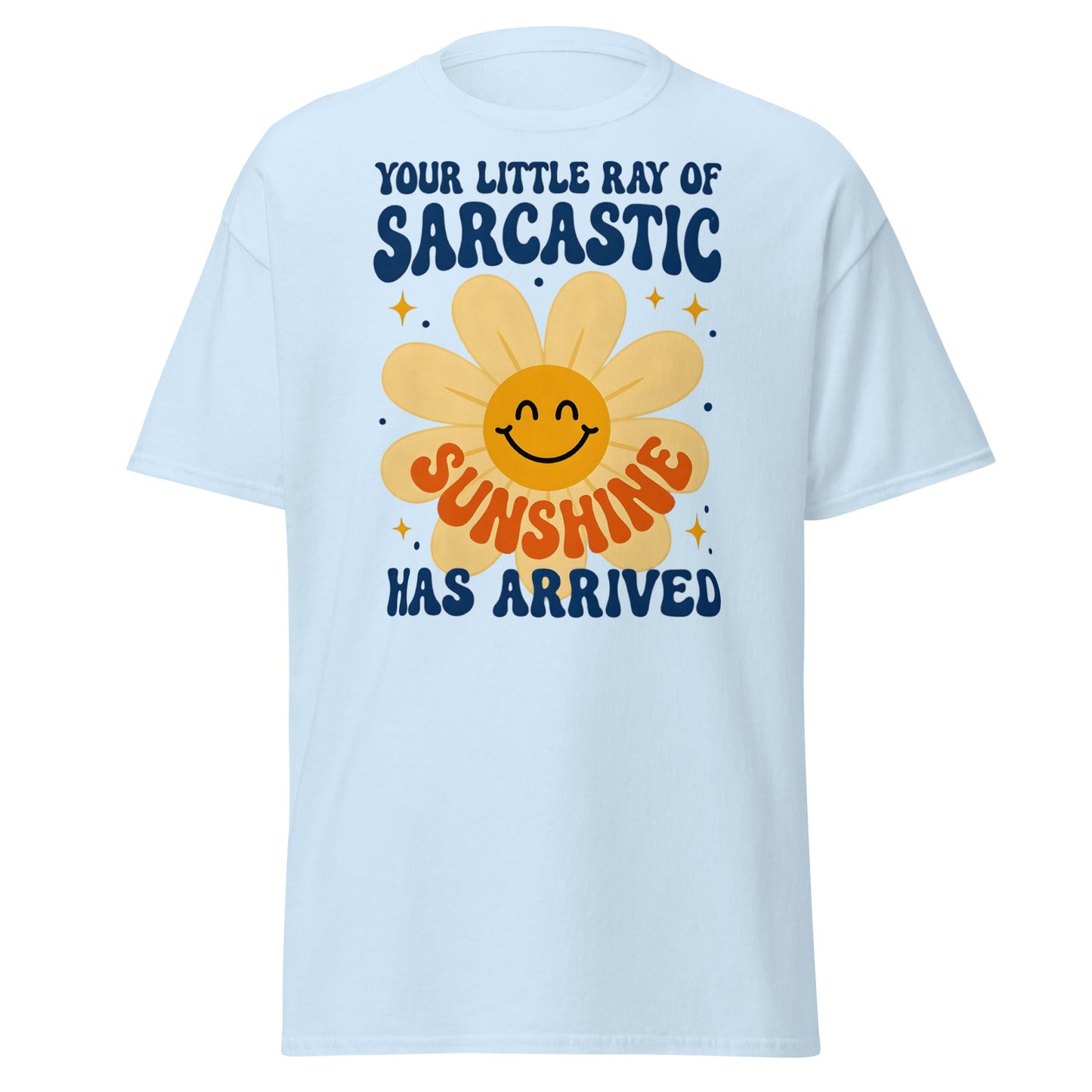 Sarcastic Sunshine Retro T-Shirt - Funny 70s Style Tee - Light Blue - T-Shirts Online