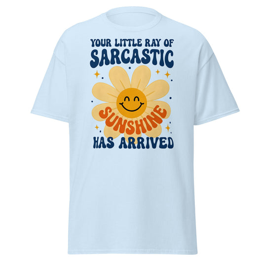 Sarcastic Sunshine Retro T-Shirt - Funny 70s Style Tee - Light Blue - T-Shirts Online