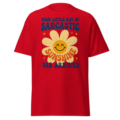 Sarcastic Sunshine Retro T-Shirt - Funny 70s Style Tee - Red - T-Shirts Online