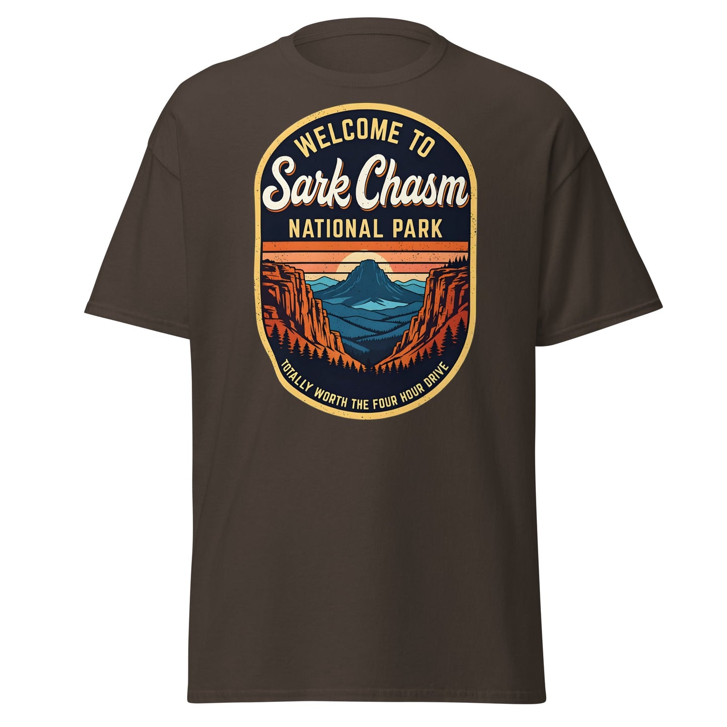 Sark Chasm National Park Tee | Funny Vintage Sarcasm Shirt - Dark Chocolate - T-Shirts Online