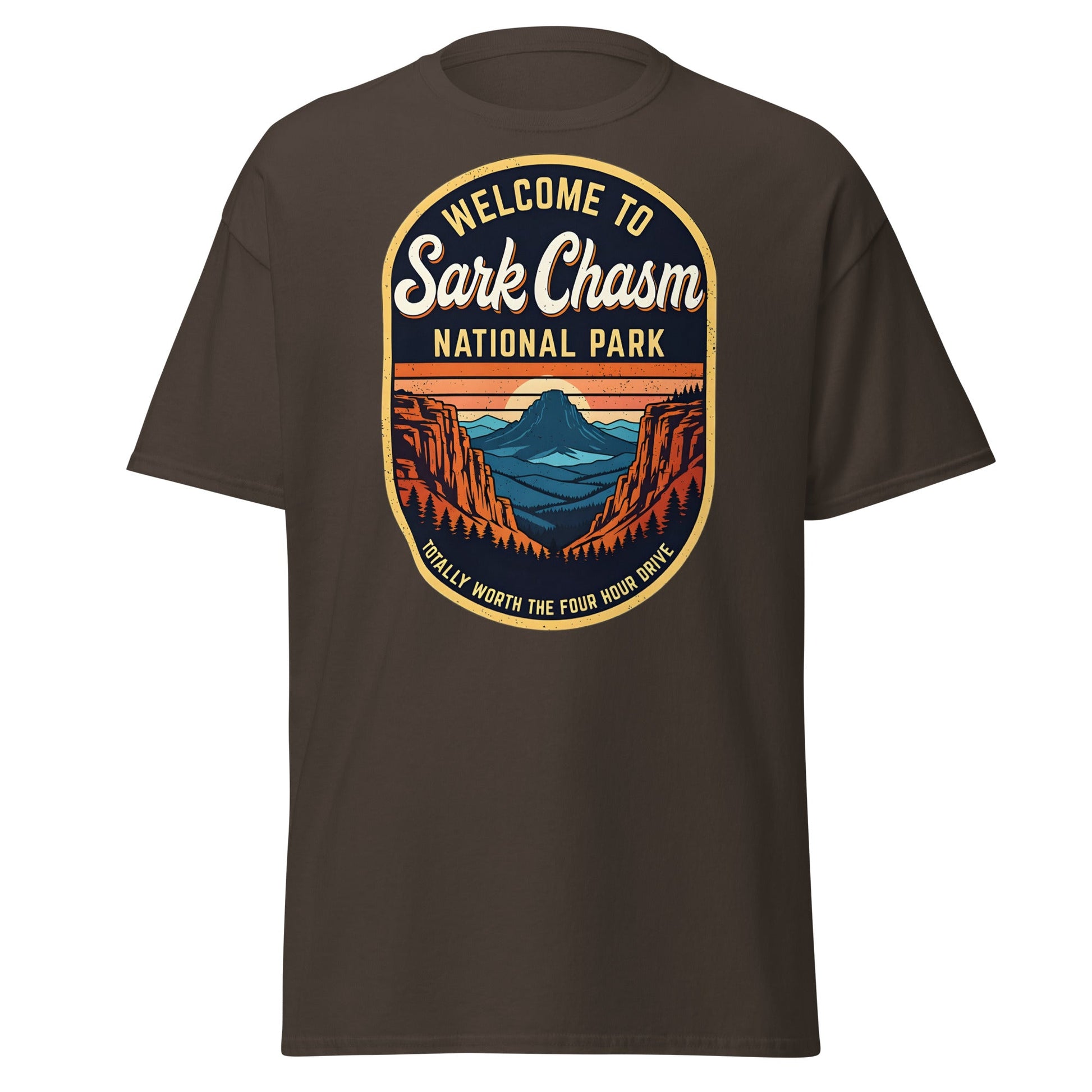 Sark Chasm National Park Tee | Funny Vintage Sarcasm Shirt - Dark Chocolate - T-Shirts Online