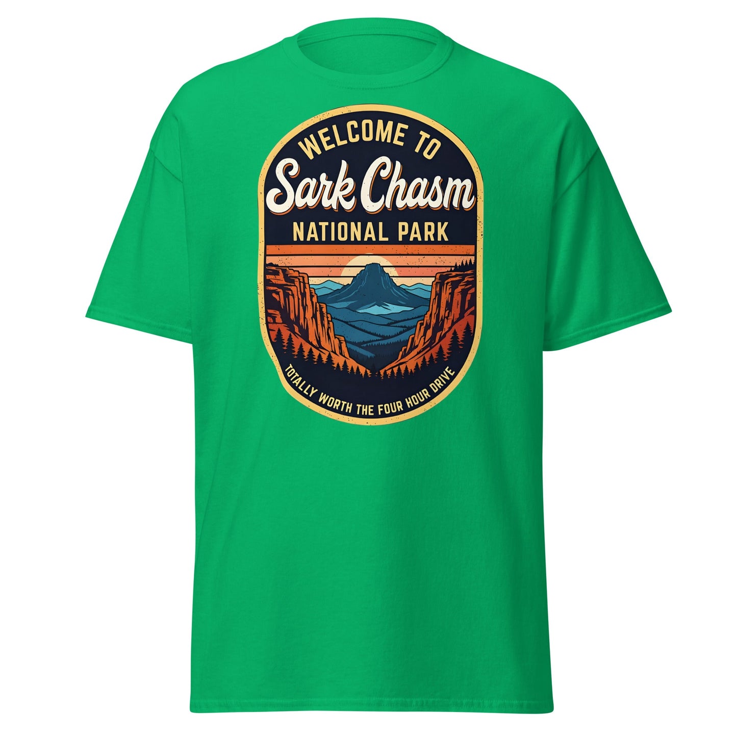 Sark Chasm National Park Tee | Funny Vintage Sarcasm Shirt - Irish Green - T-Shirts Online