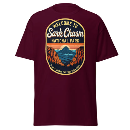 Sark Chasm National Park Tee | Funny Vintage Sarcasm Shirt - Maroon - T-Shirts Online