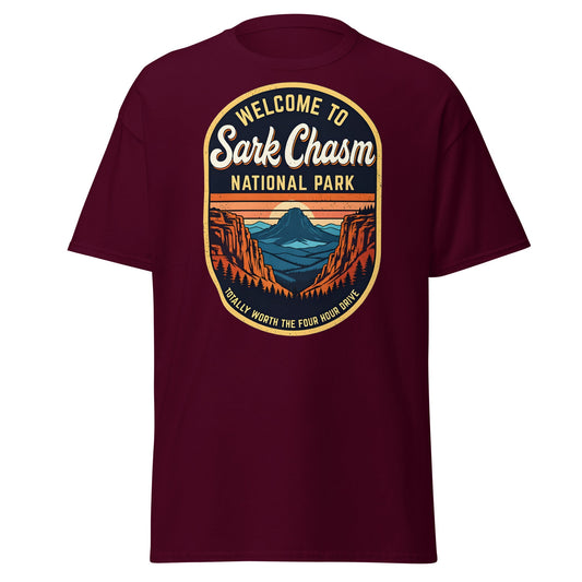 Sark Chasm National Park Tee | Funny Vintage Sarcasm Shirt - Maroon - T-Shirts Online
