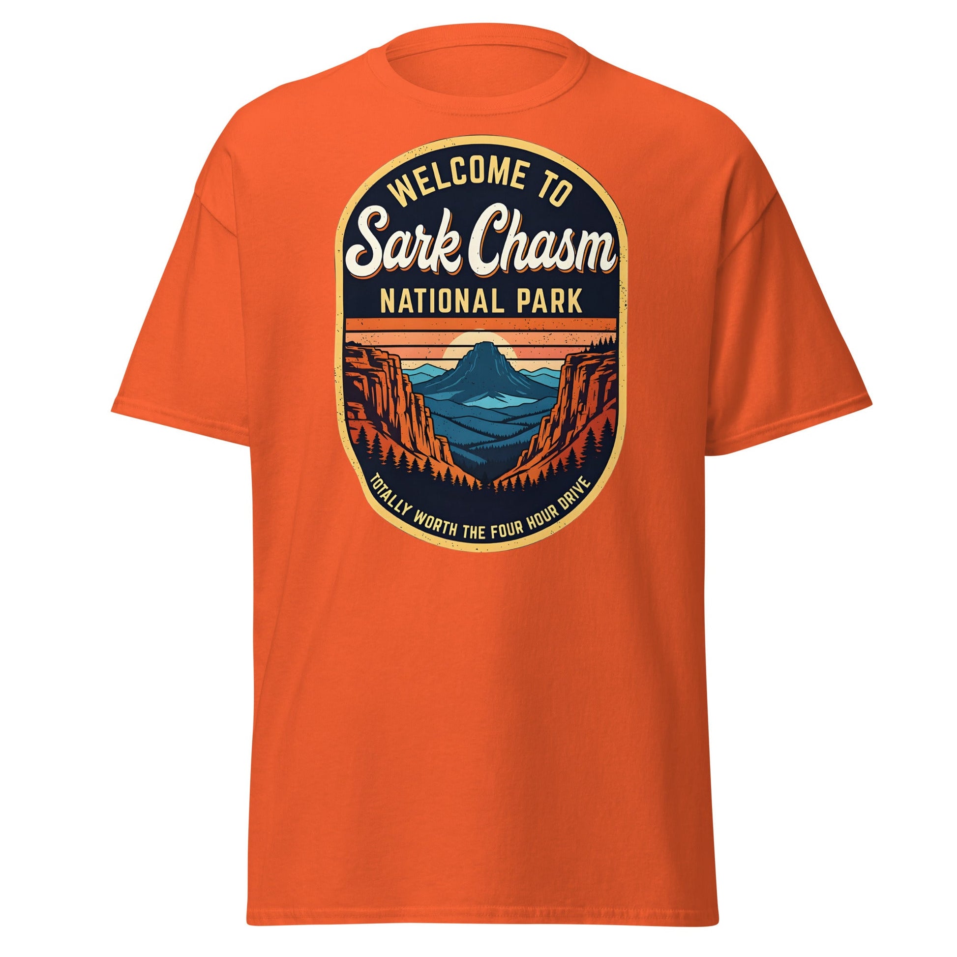 Sark Chasm National Park Tee | Funny Vintage Sarcasm Shirt - Orange - T-Shirts Online
